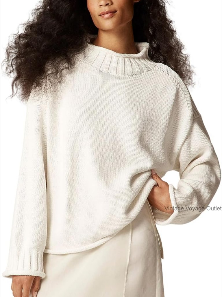 Oversized Chunky Knit Sweater Pullover Roll Neck Long Sleeve Cozy Winter